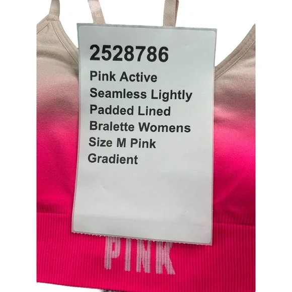 Pink Active Seamless Lightly Padded Lined Bralette Womens Size M Pink Gradient - Picture 3 of 11